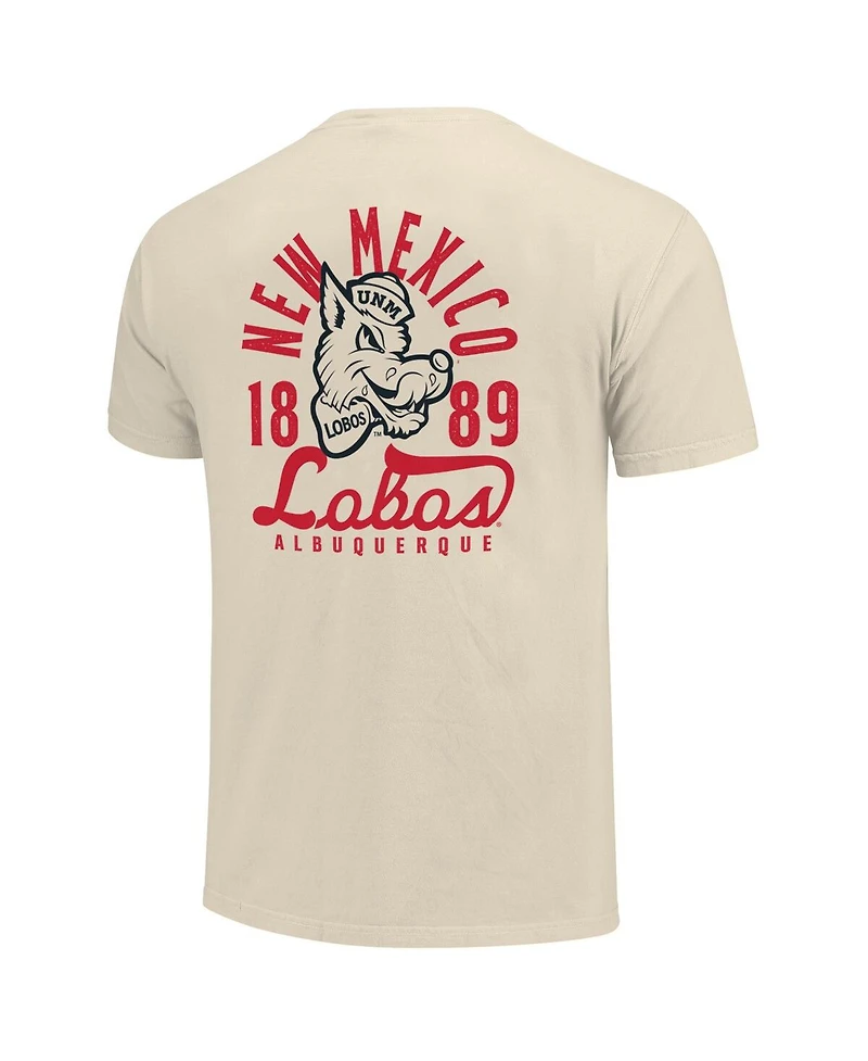 Image One Men's Cream New Mexico Lobos Comfort Colors Mascot Overlay T-Shirt