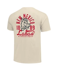 Image One Men's Cream New Mexico Lobos Comfort Colors Mascot Overlay T-Shirt