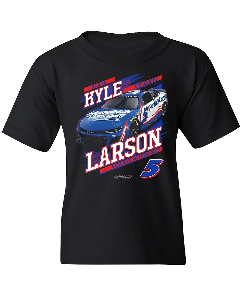 Hendrick Motorsports Team Collection Big Boys and Girls Black Kyle Larson HendrickCars.com Car T-Shirt