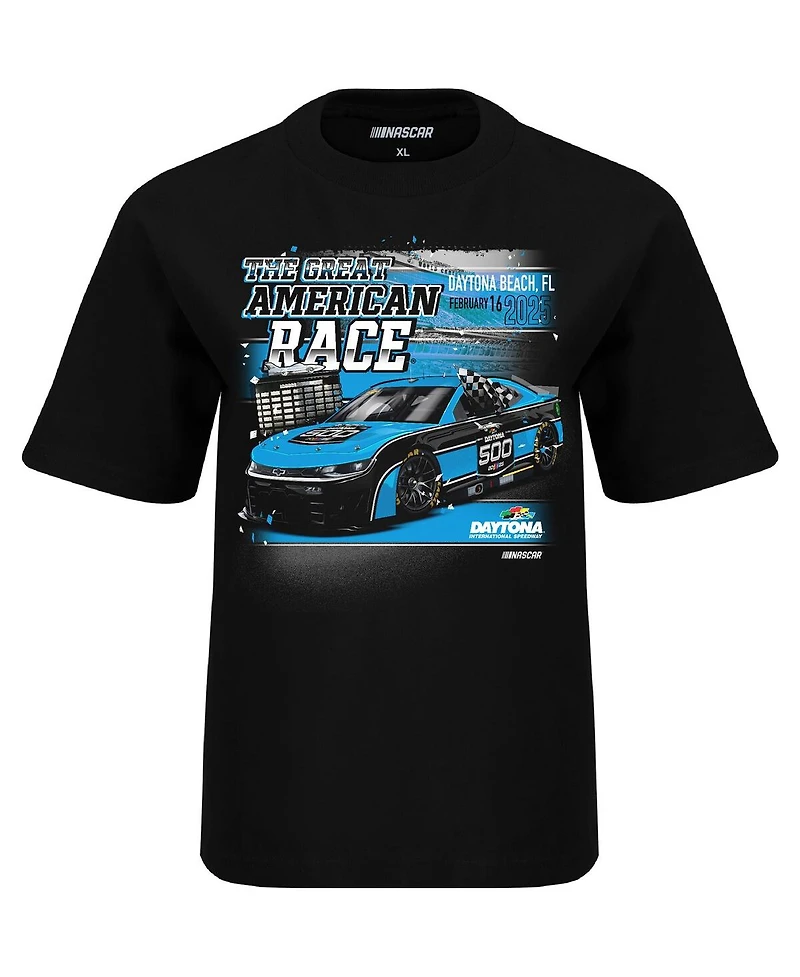 Checkered Flag Sports Big Boys and Girls Black Daytona International Speedway 2025 500 Graphic T-Shirt