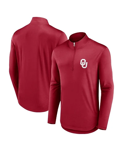 Fanatics Men's Crimson Oklahoma Sooners Quarterback Mock Neck Quarter-Zip Sweatshirt