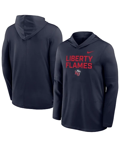 Nike Men's Navy Liberty Flames Sideline Dri-fit Lightweight Sweatshirt