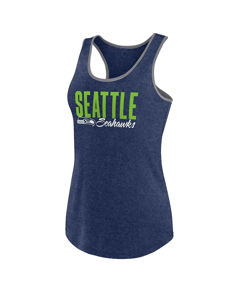 Fanatics Women's Heather College Navy Seattle Seahawks Plus Fuel Tank Top