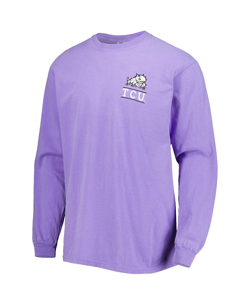 Image One Men's Purple Tcu Horned Frogs Circle Campus Scene Long Sleeve T-Shirt