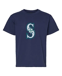 Soft As A Grape 2-Pack Big Boys and Girls Navy/Heather Gray Seattle Mariners T-Shirt Set