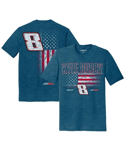 Richard Childress Racing Team Collection Men's Heather Blue Kyle Busch Flag Tri-Blend T-Shirt