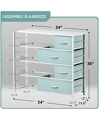Sorbus Dresser with 8 Drawers - Storage Chest Organizer Steel Frame, Wood Top, Handles, Fabric Bins