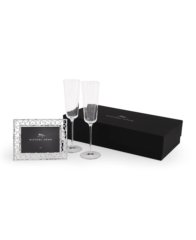 Michael Aram Reflective Champagne Flute and Heart Frame Set