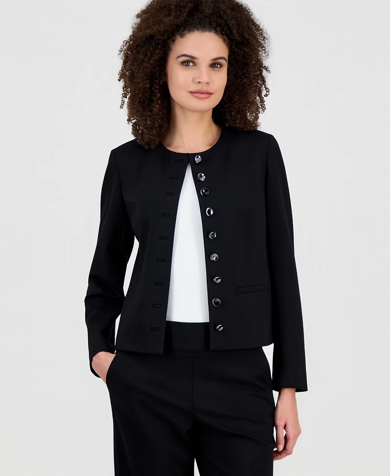 Anne Klein Women's Crewneck Button-Front Blazer