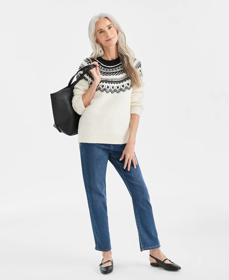 Style & Co Women's Fair Isle Crewneck Sweater, Macy's Exclusive