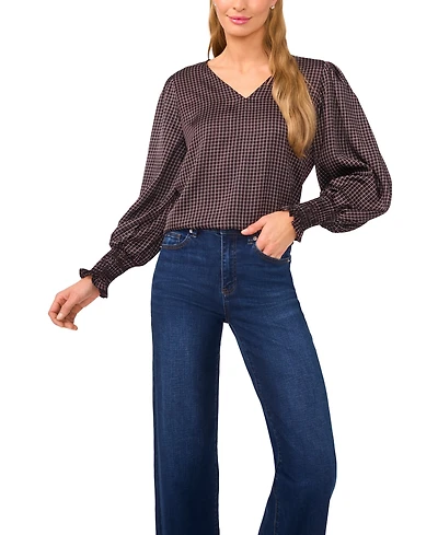 CeCe Women's Long Sleeve V-Neck Top