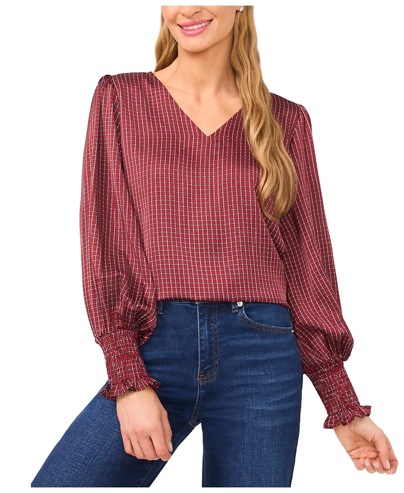 CeCe Women's Long Sleeve V-Neck Top