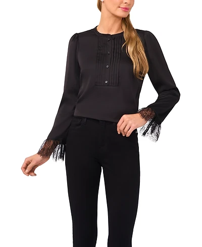 CeCe Women's Long Sleeve Button Down Blouse