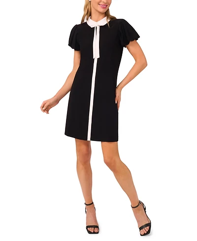 CeCe Women's Tie Front Puff Sleeve Dress