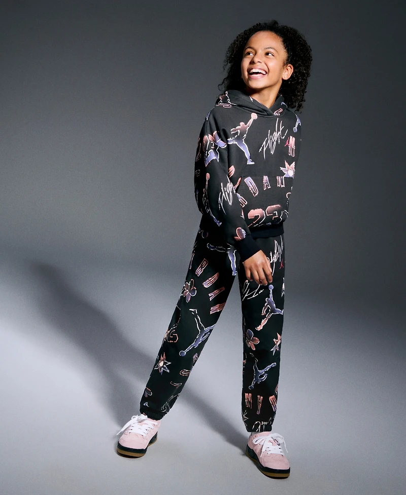 Jordan Big Girls 23 Throwback Graphic Logo Fleece Pants