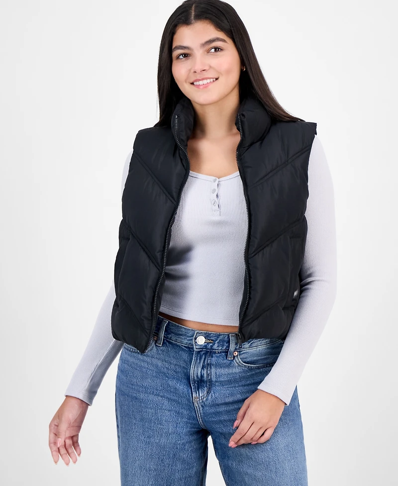 Madden Girl Juniors' Bungee-Hem Mitered Puffer Vest
