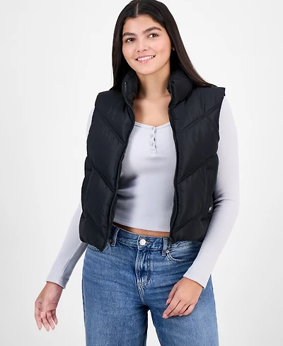 Madden Girl Juniors' Bungee-Hem Mitered Puffer Vest