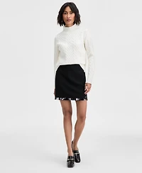 On 34th Women's Mock-Neck Cable-Knit Pullover Sweater, Created for Macy's