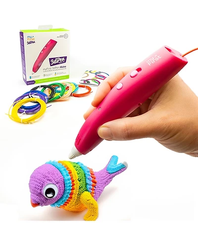 myFirst 3dPen Make - Multi Speed Printing Pen with 6 Pla Filament Colors, Stencil Book, Charger For Kids - Red