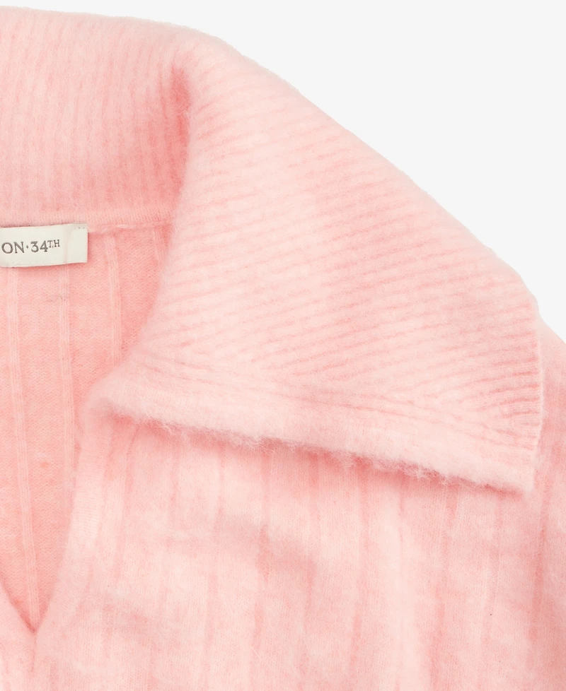 On 34th Brushed Sailor Collar V-neck Sweater, Macy's Exclusive