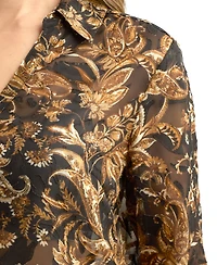 Bcx Women's Jacquard Burnout Print Top