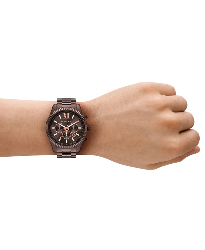 Michael Kors Men's Lexington Chronograph Brown Stainless Steel Watch, 44mm