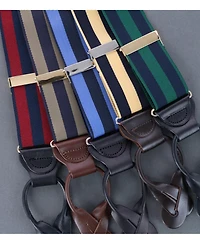 Trafalgar Men's Balint 38MM Striped Non Stretch Grosgrain Ribbon Button End Suspenders