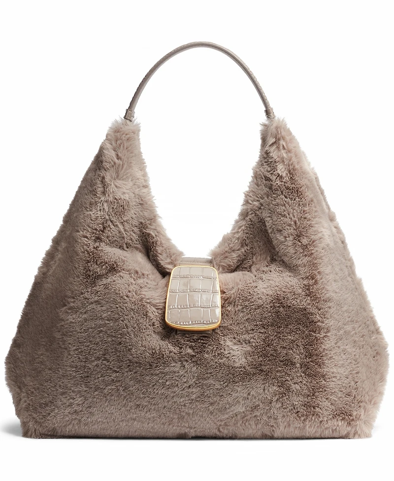 Donna Karan New York Percale Faux Fur Small Shoulder Bag