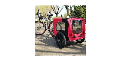 Aostirmotor Red Pet Bike Dog Cart for Bicycle Suitable for Small and Medium Pets Folding Cart Frame Quick Release Wheel Internal Leash