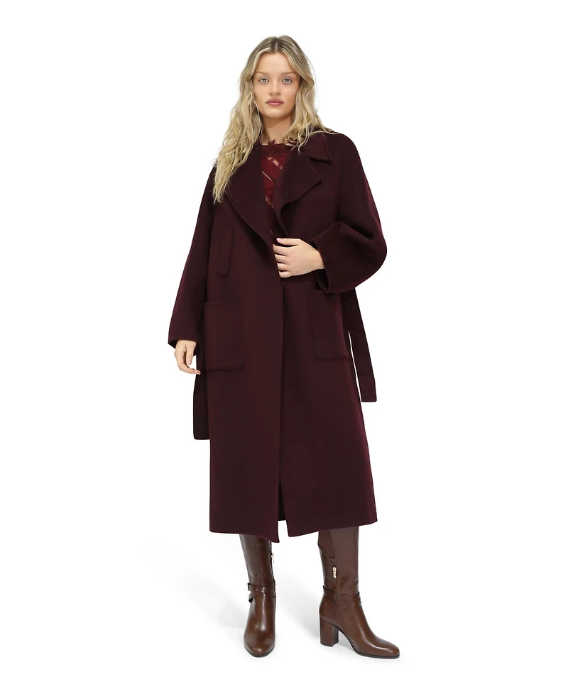 Belle & Bloom Women's Big Girl Belted Wool Blend Coat