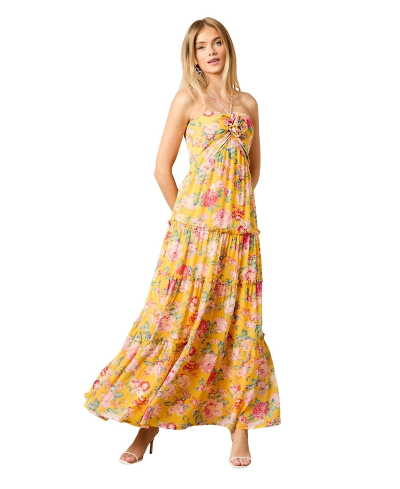 Oasis Women's Rosette Detail Halterneck Midi Dress