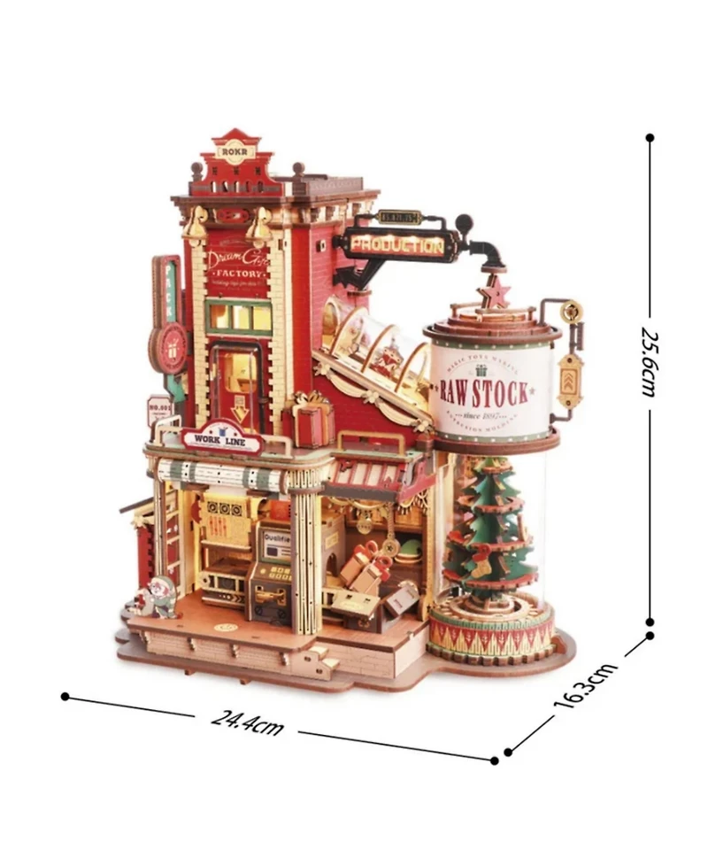 Robotime 3D Puzzles, Wooden Puzzle Magic Factory Model with Exquisite Accessories, Unique Puzzle for Kids Adults, Multicolored, 9.61"10.08"6.42"
