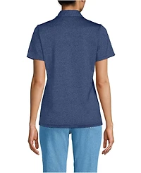 Lands' End Women's Rapid Dry Short Sleeve Space Dye Sport Neck Polo Shirt