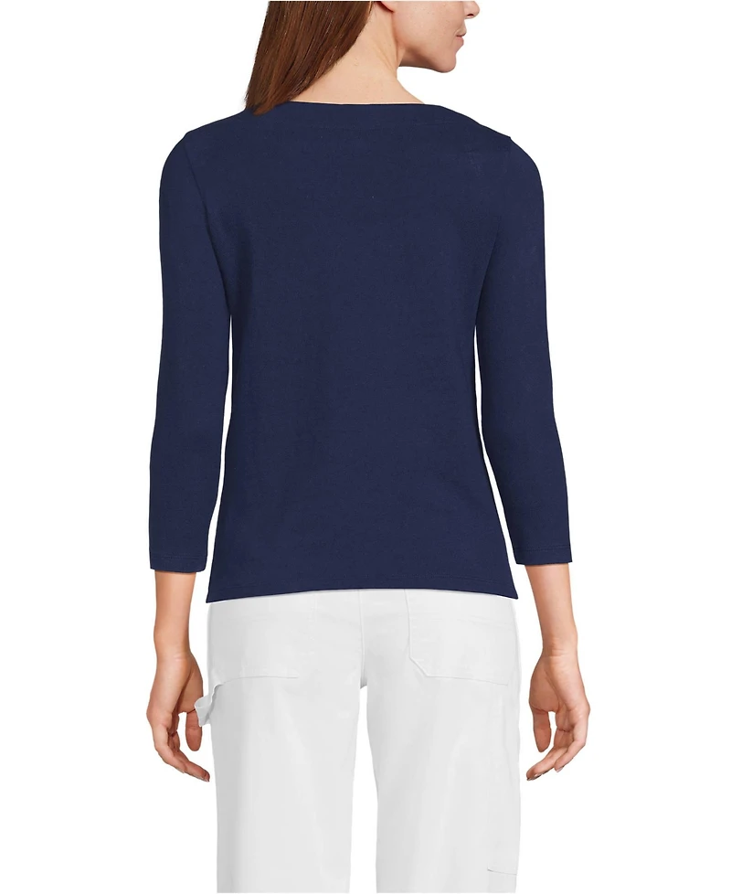 Lands' End Women's Mariner Jersey Boatneck Top