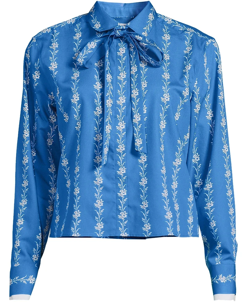 Lands' End Women's Carefree Cotton Shirt with Removable Bow