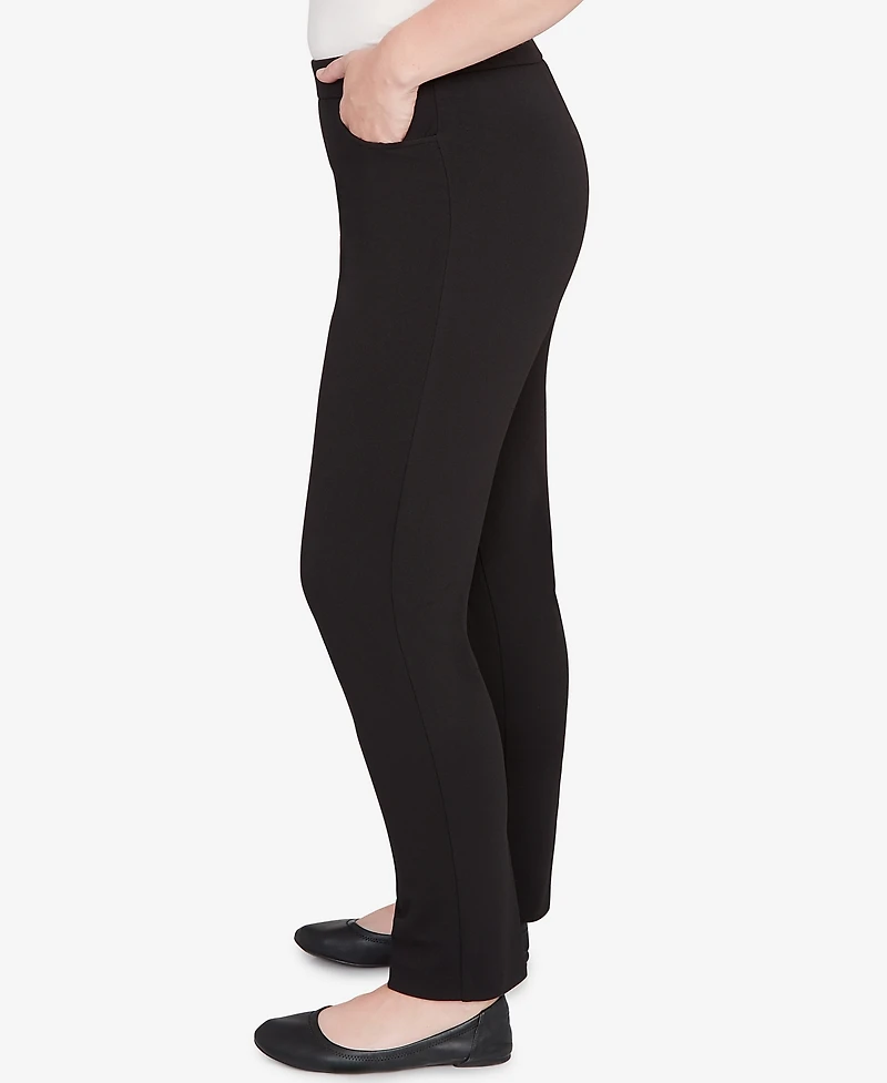 Alfred Dunner Petite Jet Setter Black Crepe Knit Medium Length Pants
