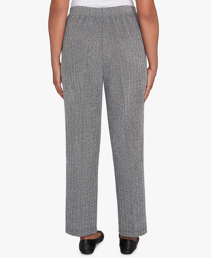 Alfred Dunner Petite Jet Setter Herringbone Knit Medium Length Pants