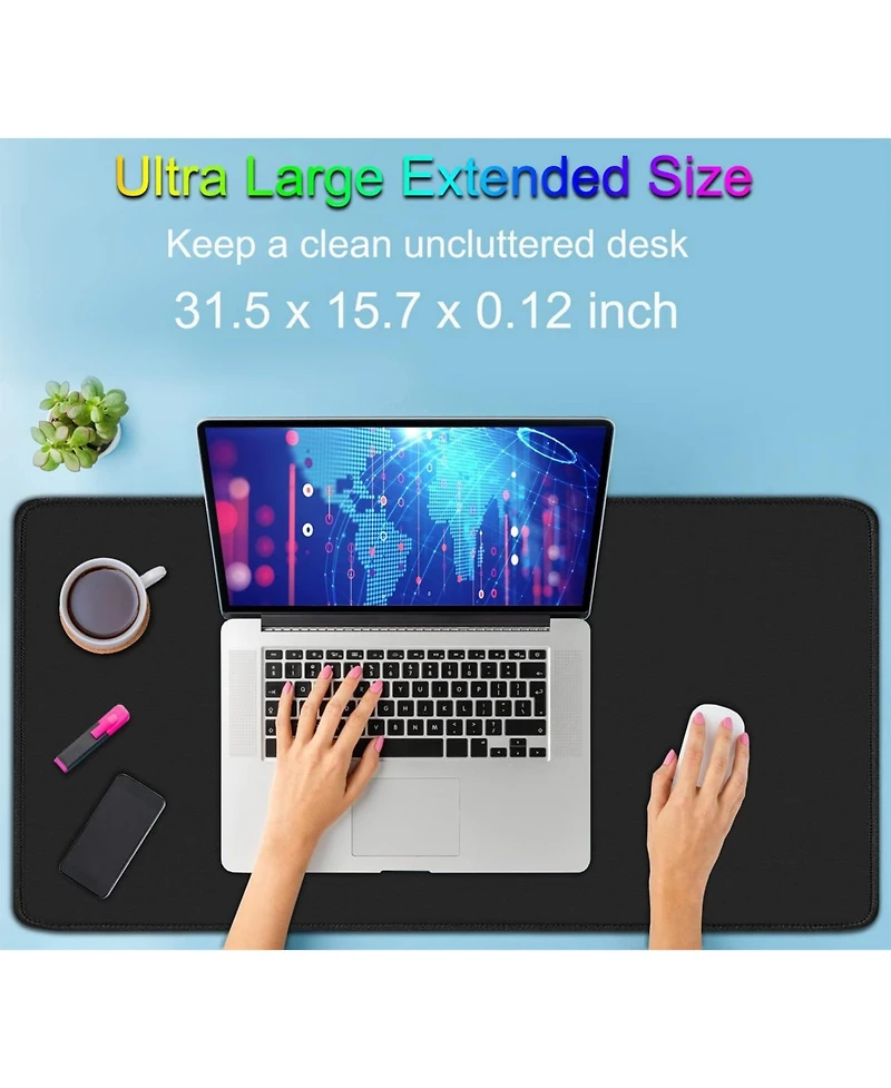 memzuoix Large Extended Gaming Mouse Pad with Stitched Edges, (31.5X15.7In) Durable Non-Slip Natural Rubber Base, Waterproof Mat for Gamer/Desktop/Off