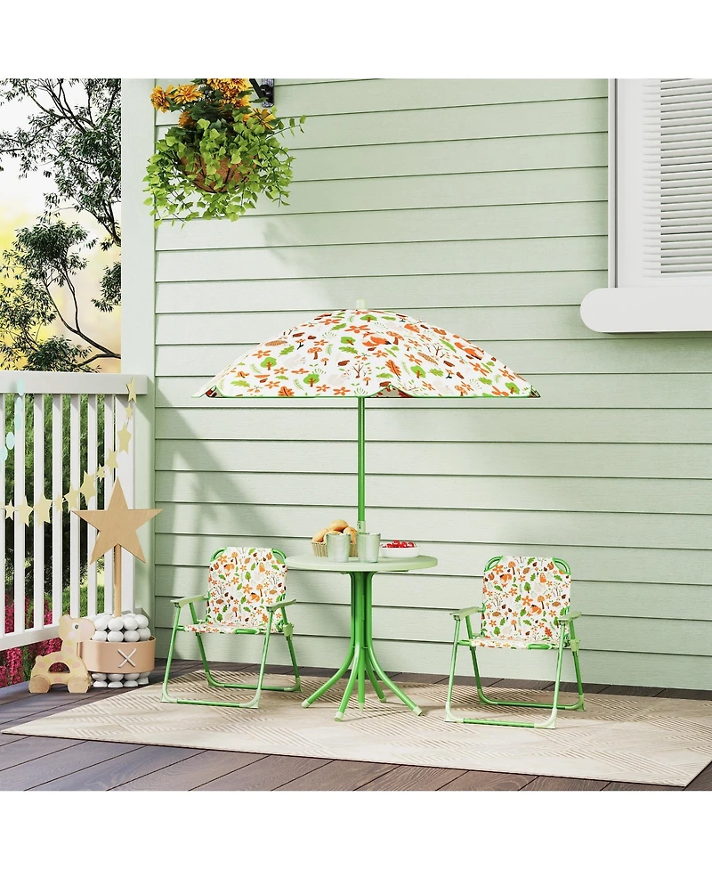 Qaba Kids Picnic Table and Chair Set, Activity with Chairs, Umbrella