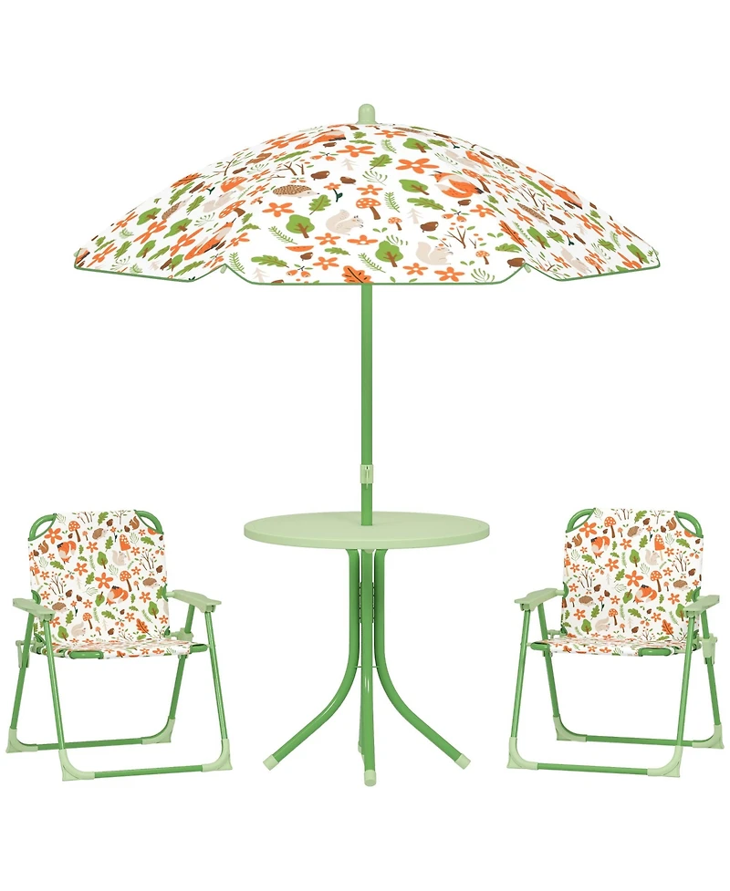 Qaba Kids Picnic Table and Chair Set, Activity with Chairs, Umbrella