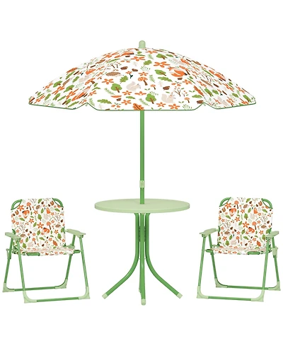 Qaba Kids Picnic Table and Chair Set, Activity with Chairs, Umbrella