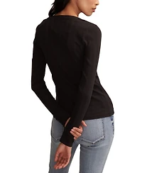 Lucky Brand Women's Long Sleeve Rib Henley Top