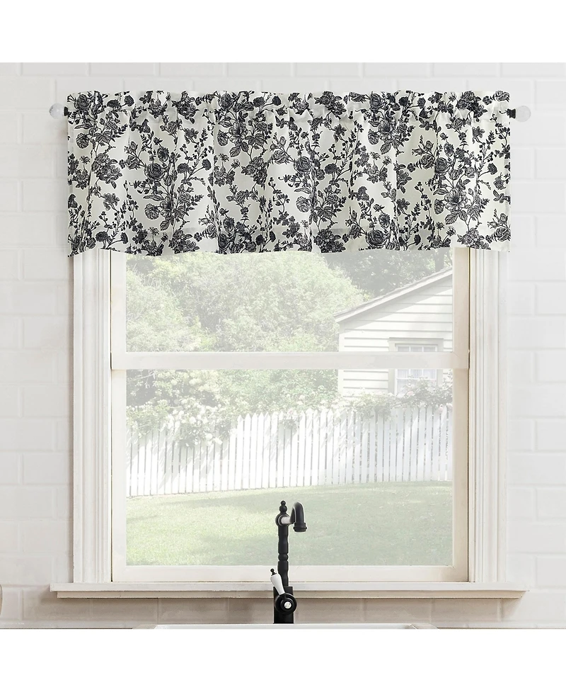 Elodie Tonal Botanical Semi-Sheer Rod Pocket Kitchen Curtain Valance