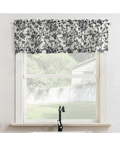 Elodie Tonal Botanical Semi-Sheer Rod Pocket Kitchen Curtain Valance