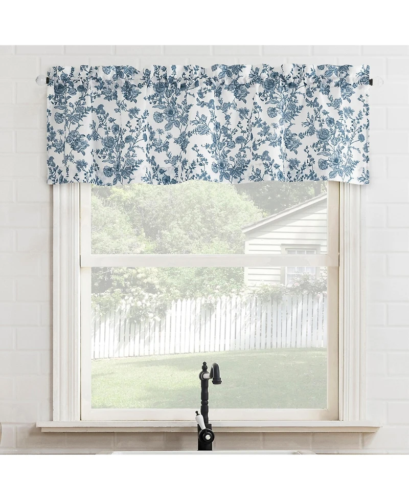 No. 918 Elodie Tonal Botanical Semi-Sheer Rod Pocket Kitchen Curtain Valance