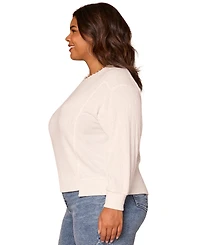 Democracy Plus Long Sleeve Crewneck Mixed Media Top