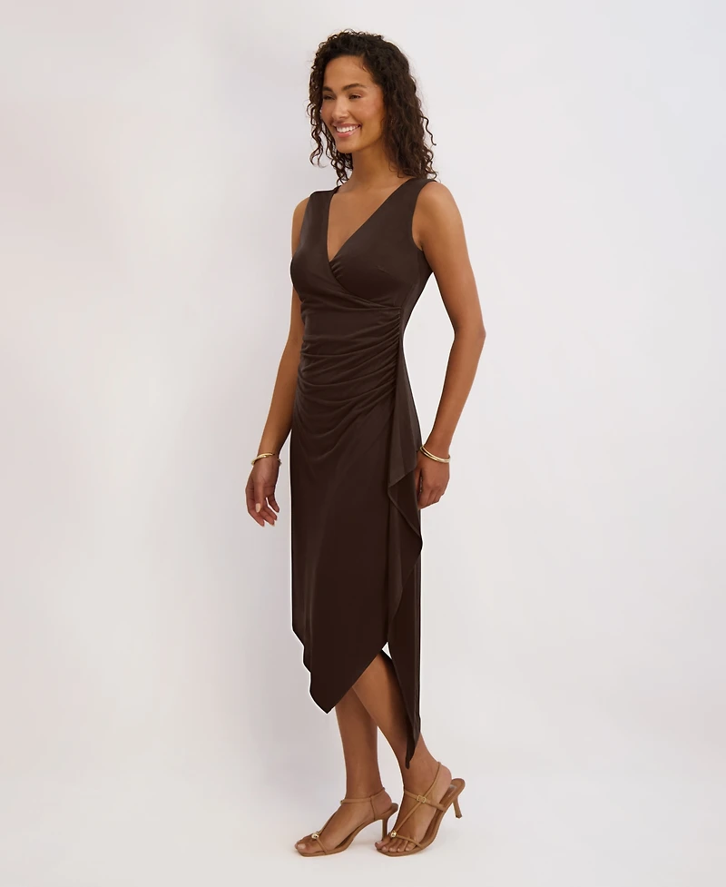 kensie Women's Asymmetrical Midi Dress