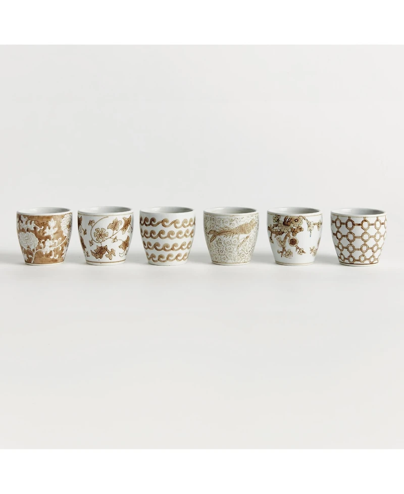 Napa Home & Garden Province Mini Flower Pots, Set of 6 - Brown & White Ceramic