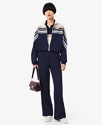 Lacoste Usa Women's Striped Wide Fit Sweatpants