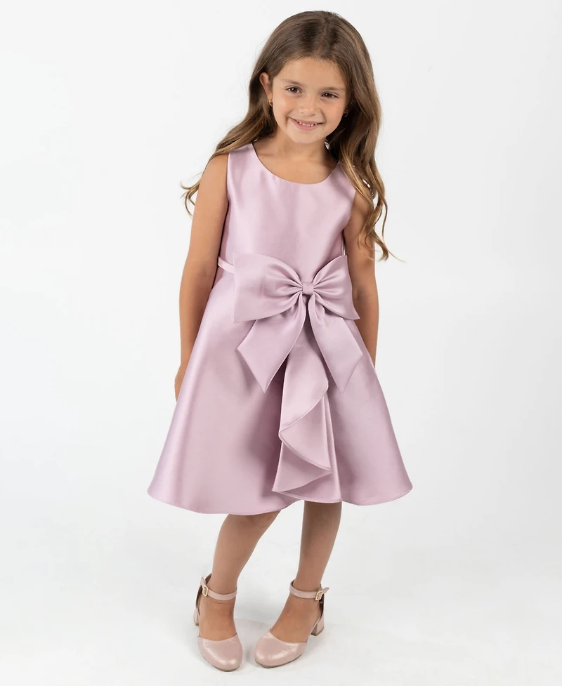 Rare Editions Toddler and Little Girls Mikado Cascade Bow Dress